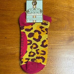 Leopard Print Bamboo Trainer Socks from Powder NEW
